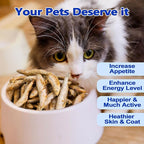 Amzey 7oz Minnows Dog Treats - Freeze Dried Minnows Cat Treats - High Protein & Premium Quality Training Treats - Bulk Package (1.6" to 2.8" Length Each)