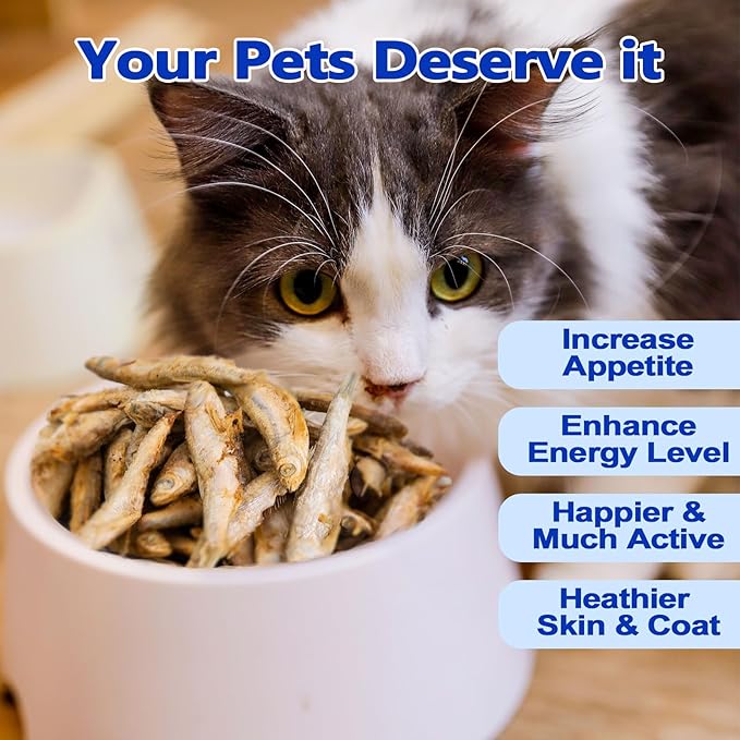 Amzey 7oz Minnows Dog Treats - Freeze Dried Minnows Cat Treats - High Protein & Premium Quality Training Treats - Bulk Package (1.6" to 2.8" Length Each)