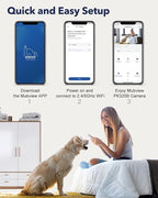 Indoor Security Camera 2K, Pet Camera with Phone App, WiFi Cameras for Home Security Camera for Dog/ Baby Monitor/Elder Pan Tilt, 5/2.4GHz, 24/7, 2-Way Talk, Human Detection, Motion Tracking, Cloud