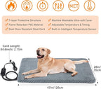 INVENHO Extra Large Pet Heating Pad, Adjustable Temperature Waterproof Dog Cat Heating Pad with Timer, Electric Pet Heated Mat