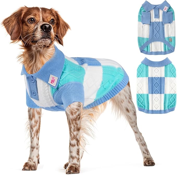Pullover Dog Sweater,Half Chest Lapel Design Pet Sweaters for Dogs Boys or Girls,Pet Knitted Dog Clothes,Pet Clothing,Suitable for Various Sizes or Breeds Dogs Sweaters(Blue Group,XL)