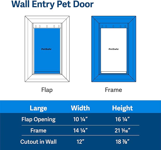 PetSafe Wall Entry Pet Door - Rust-Free Telescoping Frame - Easy Install for Interior & Exterior Walls 4 3/4" - 7" Thick - Medium - for Pets Up to 40 lbs
