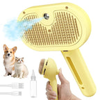 3 In 1 Self-Cleaning Steamy Brush for Pet Grooming - Anti-Static Flying Hair Spray, Removes Loose Hair and Reduces Shedding for Long and Short Fur, Yellow