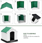YITAHOME Large Plastic Dog House Outdoor Indoor Doghouse Puppy Shelter Water Resistant Easy Assembly Sturdy Dog Kennel with Air Vents and Elevated Floor