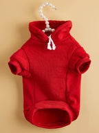 QWINEE Basic Dog Hoodie Sweatshirt Puppy Sweater Warm Cat Costumes Pet Clothes for Chihuahua Puppy Kitten Small Medium Dogs Red Medium
