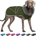 Dogcheer Dog Coat, Christmas Dog Jacket Waterproof Puppy Winter Coat for Cold Weather, Reflective Adjustable Pet Snow Jacket Warm Turtleneck Fleece Sweater for Small Medium Large Dogs - Green, 2XL