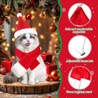 2 Pcs Pet Christmas Hat and Scarf Set, Santa Costume Accessories for Small Dogs and Cats, Adjustable Holiday Outfit for Puppy Kitten Xmas Party and Winter Dress Up