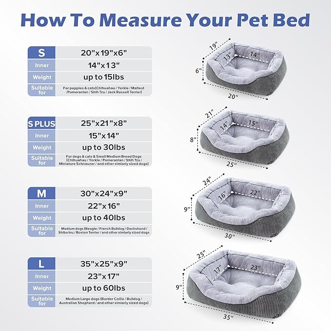 INVENHO Dog Bed for Small Dogs - Washable, Orthopedic, Calming & Warming - Durable Pet Bed with Anti-Slip Bottom (25"x21"x8")