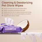 HICC PET Dog and Cat Grooming Wipes Upgrade - All Natural Dog Bath Wipes Cleaning Deodorizing, Hypoallergenic, No-Rinse Pet Gloves Wipes for Face, Teeth, Fur, Paws, Butt - Daily Care and Travel