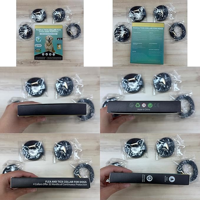 Flea Collar for Dogs 4 Pack, 32 Months Comfort Flea and Tick Prevention, Waterproof Dog Flea and Tick Collar, Adjustable Flea and Tick Treatment for Dogs - One Sizes Fit All (Black)