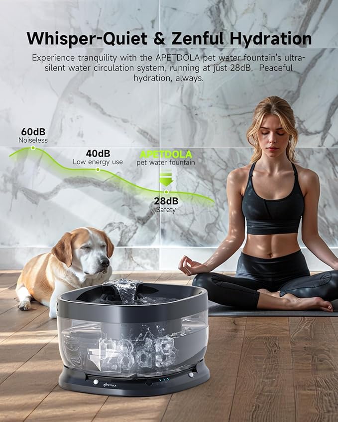 Wireless Dog Water Fountain,Battery Operated Dog Water Dispenser with Motion Sensor, 237 oz/ 7L Cordless Fountain Water Bowl 3 Work Modes for Large Dogs Cats Multi-Pets - FP30