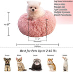 Pink Puppy Bed 15 Inch Washable, Donut Soft Small Pet Bed,Calming Anti Anxiety Round Fits up to 5 lbs Warm Comfort Pets Beds for Puppy Dogs Indoor…