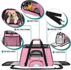 PetAmi Airline Approved Pet Carrier for Cat, Soft Sided Dog Carrier for Small Dogs, Cat Travel Supplies Accessories for Indoor Cats, Ventilated Pet Carrying Bag Medium Large Kitten Puppy, Large Pink