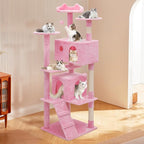 MoNiBloom Cat Tree, 70 Inch Cat Tree Tower with 2 Condo, Tall Cat Tower with Scratching Post, Cat Climbing Tower, Cat Tree for Indoor Cats, Soft Pink
