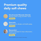 NAD+ Precursor & Senior Dog Supplement - 90 Soft Chews & Vitamins - NMN Alternative for Longevity, Anti-Aging & Energy - Nicotinamide Riboside, Resveratrol, Quercetin, Made with Pasture-Raised Chicken
