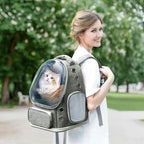 Cat Backpack Carrier with Bubble Window, Breathable & Foldable Pet Travel Carrier for Small Dogs and Cats, Airline-Approved for Hiking & Outdoor Use