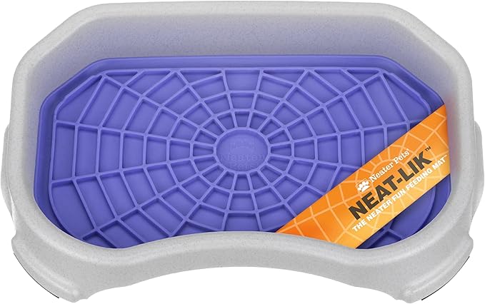 Neater Pets - Neat-LIK Pad with Mess-Proof Tray Keeps Floors Clean - Slow Feeding Pad for Dogs & Cats - Relieves Anxiety & Cures Boredom - Fill Licking Pad with Treats & Food (Purple & Vanilla Bean)