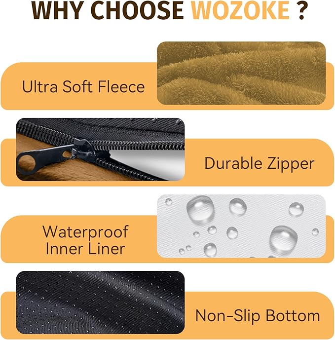 Orthopedic Waterproof Large Dog Bed: Memory Foam Washable Dog Bed with Bolsters - XL Removable Washable Cover for Medium Large Sized Pet - Non-Slip Bottom - Orange