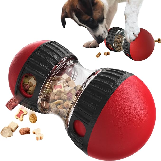 Dog Treat Dispensing Toys Indestructible Food Ball Adjustable Interactive Enrichment Toy for Small Large Dog to Keep Them Busy Stimulating IQ Training Puppy Slow Feeder for Bordom Indoor Gift