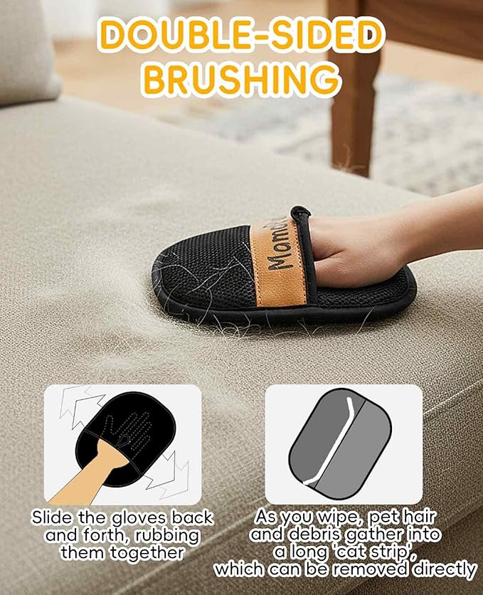 2PCS Electrostatic Pet Hair Remover Glove, Reusable Cat Dog Pal Hair Cleaning Grooming Removal Mitt