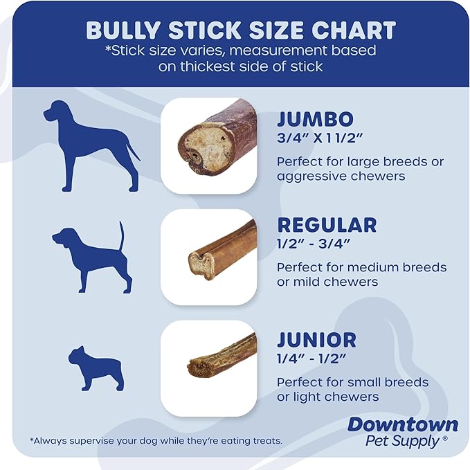 Downtown Pet Supply 6-inch Bully Sticks for Dogs, Pack of 100 - Single Ingredient, Nutrient-Rich and Odor Free Bully Sticks for Dogs - Rawhide Free Dog Chews Long Lasting and Non-Splintering