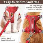 Cat Harness and Leash Set for Walking Escape Proof for Small Large cat Kitten Harness with ID tag Pocket (Red,XXS)