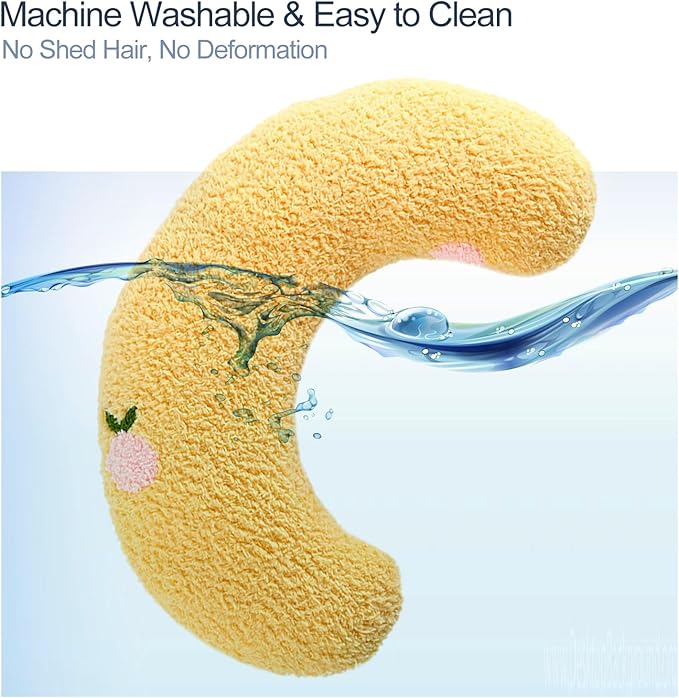 Cat Pillows for Indoor Cats, Soft Fluffy Dog Calming Pillow, Little Dog Pillows, U Shaped Half Donut Cuddler with Cute Embroidery, Washable Neck Protector Pillows for Small Dogs and Cats (yellow)