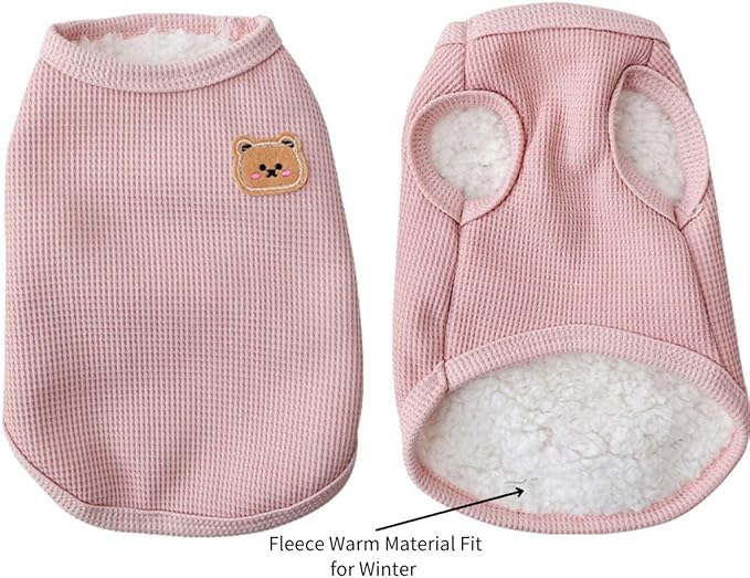 Fleece Cotton Dog Winter Warm Soft, Lightweight, Breathable Pet T-Shirts & Sleeveless Vest Apparel for Medium & Small Dogs
