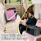 YUDODO 2 Packs 25 lbs Lightproof Soft Sided Cat Carrier for Large Cat & Small Dog Airline Approved Travel Puppy Carriers with Side Pockets & Reflective Mesh, Foldable Portable for Car Grey Green+Pink