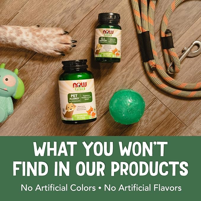 NOW Pet Health, Pet Allergy Supplement, Formulated for Cats & Dogs, NASC Certified, 75 Chewable Tablets