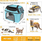 Large Cat Carrier for 2 Cats, Oeko-TEX Certified Soft Side Pet Carrier for Dog, Collapsible Travel Small Dog Carrier, TSA Airline Approved Cat Carrier for Large Cats 20 lbs (Blue)