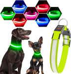 Visinite Light Up Dog Collar, Reflective LED Dog Collar, Adjustable Lighted Dog Collars Rechargeable Waterproof, Bright Dog Glow Collar for Pet Safety at Night Walking, Fit Large Medium Dogs