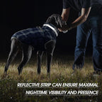 FUAMEY Dog Coat for Large Dogs,Waterproof Dog Winter Jacket with Harness Built in Puppy Cold Weather Coats Reflective Pet Vest with Zipper Warm Fleece Dogs Snowsuit Windproof Blue Plaid 3XL