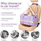PETSFIT Soft-Sided Cat Carriers & Car Seats with Patent Safe Buckles, Clip-On Harness，19"x12"x12" Pet Travel Carrier - 20 lbs Capacity (Purple)