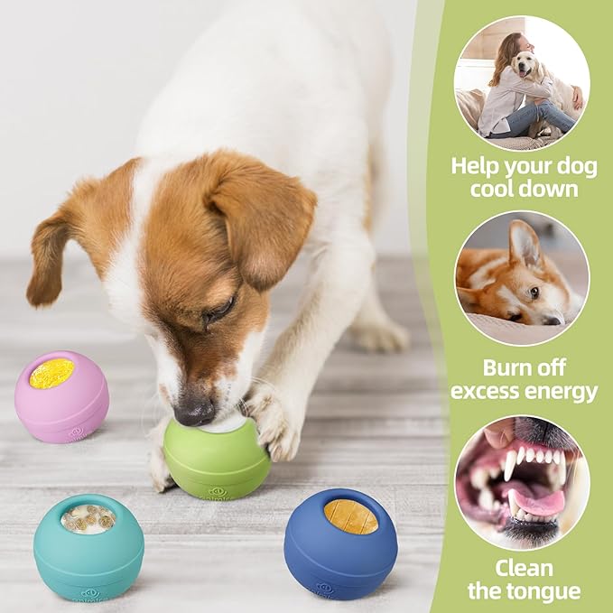 Long-Lasting Interactive Dog Lick Toy, Stuffable Dog Enrichment to Keep Dogs Busy, Wobbly Treat Dispensing Freezable Licking Toys, Food-Grade Safe (Green,M)
