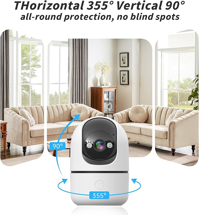 Indoor Camera 5G&2.4G WiFi Cameras for Home Security Instant 911 Alert, 360° Pan/Tilt Baby Monitor/Dog/Pet Camera AI Motion Detection Night Vision, Speaker, US Cloud Storage (1-Pack)