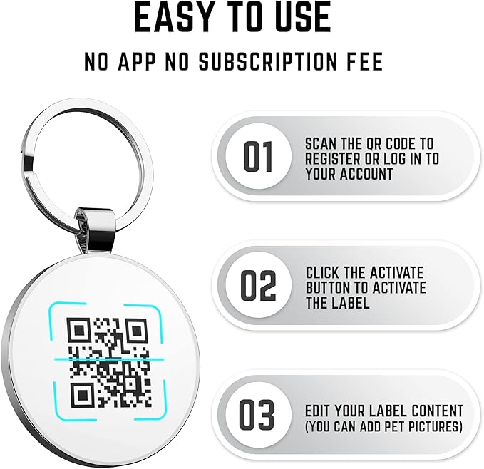 Dog Tags Personalized for Pets Custom Dog Tags Dog Name Tag QR Code Pet Tags Smart Pet ID Tags Free Online Pet Page Prevent Lost/Modifiable Colorful Paw Print