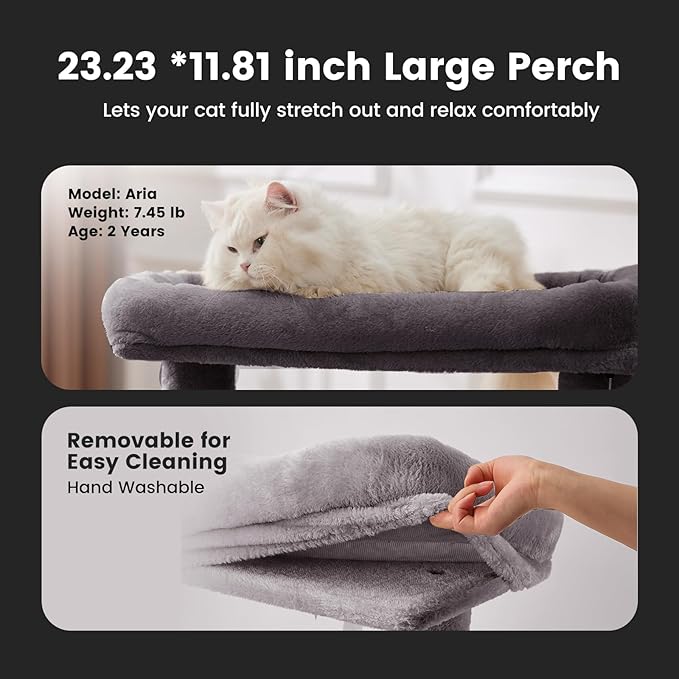 Gardner Pet 41" Tall Cat Tree for Medium Large Cats, Heavy Duty Cat Tower with 2.8in Posts & Washable Top Perches, Space-Saving Cat Furniture for Apartments, Easy to Assembly