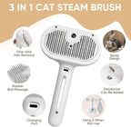 3-in-1 Cat Steam Brush – Pet Grooming & Shedding Comb with Gentle Steam Spray, One-Click Hair Release, Steam Pet Brush for Long & Short Hair Cats & Dogs (White)