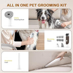 Dog Grooming Vacuum, Dog Grooming Kit with Pet Clipper Nail Grinder, 3 Suction Modes Dog Brush Vacuum with 6 Pet Grooming Tools (Coffee)