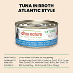 almo nature HQS Natural Wet Cat Food Tuna in Broth Atlantic Style, Grain-Free, 5.29 oz (Pack of 24)