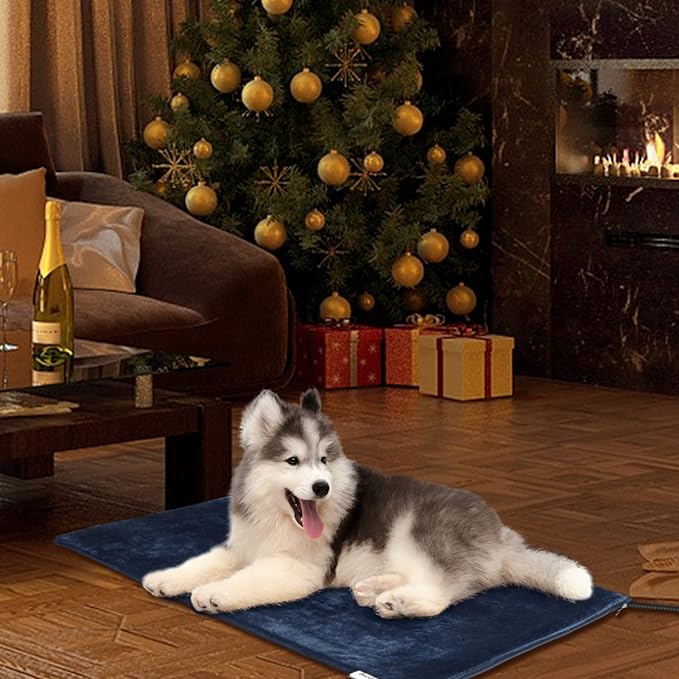 Toozey Large Pet Heating Pad, 6 Adjustable Temperature Dog Cat Heating Pad with Timer, Waterproof Heated Dog Bed with Chew Resistant Cord, Indoor Electric Pet Heated Mat 35x24in