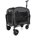 Lekereise Extra Large Pet Carrier with Wheels – Soft-Sided Foldable Rolling Cat Carrier for Puppy and Small Medium Dogs Under 30lbs, Stable & Ventilated Travel Crate for Camping and Outdoor, Black