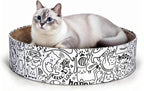 Cardboard Round Cat Scratcher Bed for Indoor Cats Large Cat Scratch Pad Bowl Corrugated Lounge for Large Cat(White-Circle)