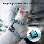 Plutus Pet Adjustable Cat Harness and Leash Set, Quick Release, Escape Proof Nylon Vest with Leather Trim for Kitten, Small Medium Large Cats, Light Blue