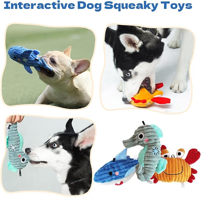 Dog Plush Toy for Small and Medium Dogs, Satisfy Dog's Natural Hunting Instinct, Squeaky Dog Toys for Indoor, Crinkle Sound Paper (2 Pack)