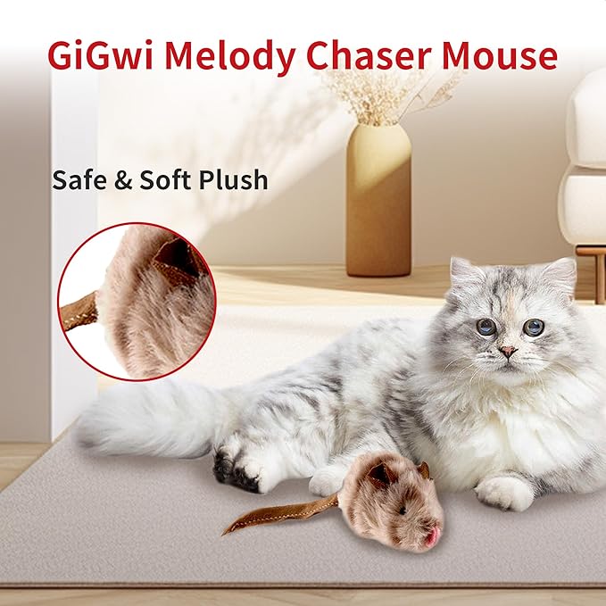 PETGEEK Gigwi Chirping Mouse Cat Toy, Fake Toys for Indoor Cats, Melody Chaser Toys with Hanging Loop for Bored Indoor Adult Cats Kittens Interactive Play (Mouse)