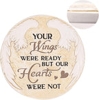 10 Inch Polyresin Memorial Garden Stone, Angel Wings Stepping Stones Outdoor, Memorial Gifts for Loss of Loved One, Décor for Homes, Lawn and Garden (Round Wings)