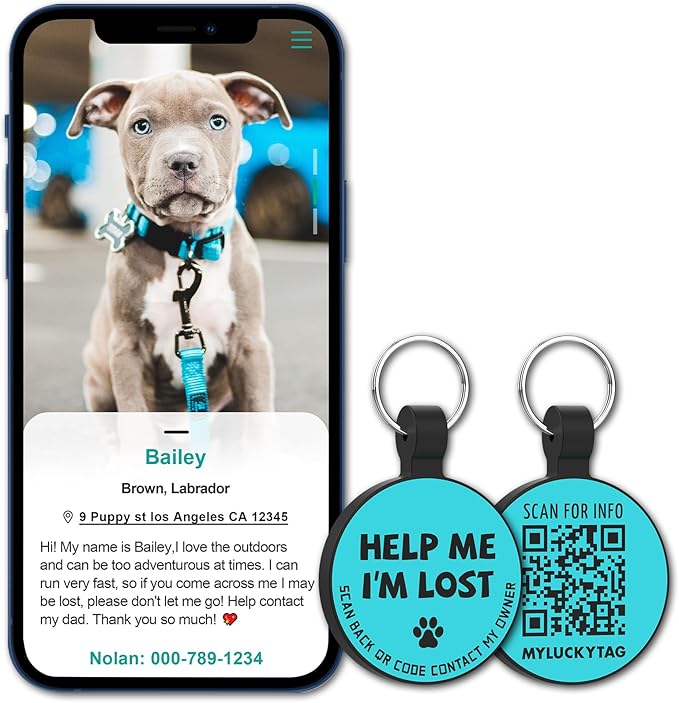 MYLUCKYTAG Silent Silicone QR Code Dog Tags - Scan QR for Instant Pet Location Alert Email
