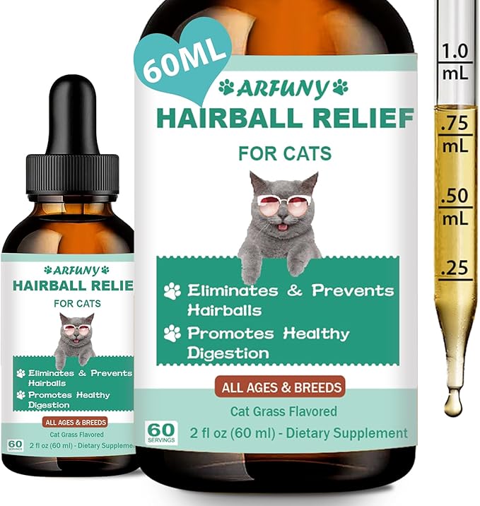 Hairball Treatment for Cats - Cat Hairball Remedy - with Natural Ingredients & Vitamins - Kitten Furball Treatment - Supports Skin & Coat, Digestion - Cat Grass Flavor